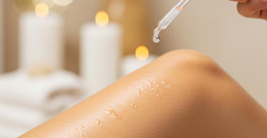 Close-up of ingrown hair serum being applied to smooth skin
