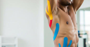 A therapist using kinesiology techniques to assess a client's muscle movement and alignment