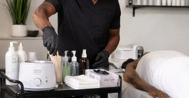 A well-organized professional salon backup cart loaded with replacement equipment and supplies, ready for action in a treatment room.