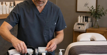 A professional service recovery kit for spa and salon client complaints, featuring skincare, waxing, and nail care supplies