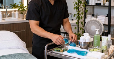Summer cooling add-on kit for spa and salon professionals featuring cooling gel, ice globes, and chilled towels