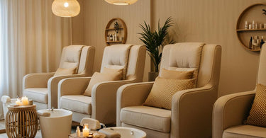 Relaxing nail salon experience with comfortable seating and soothing ambiance