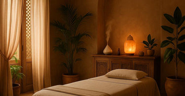 Serene spa environment with soft lighting, comfortable treatment table, and calming decor to promote relaxation and healing