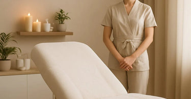 Spa professional assisting client who fainted during facial treatment