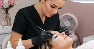 Close-up of beautifully applied lash extensions for improved retention