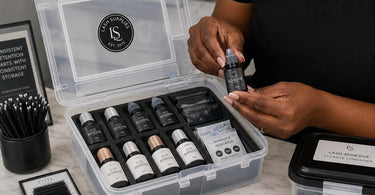Guide on maintaining consistent lash adhesive storage for professional lash artists.