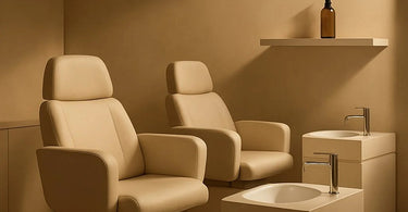 Spa professional performing facial treatment with focused expression