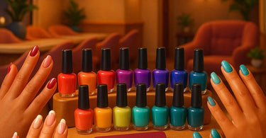 Nail technician applying gel polish to a client’s nails, showcasing a salon membership program