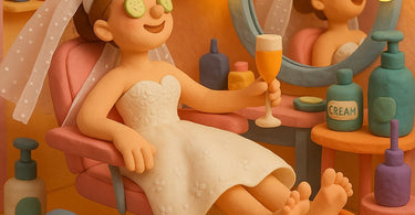Bride receiving post-wedding facial treatment at spa