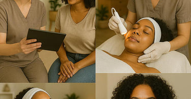 Before and after hyperpigmentation treatment showing glowing skin results