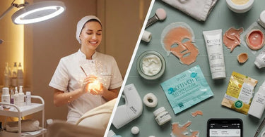 Spa professional performing a facial treatment on a client