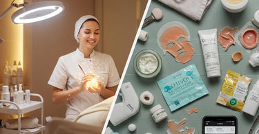 Spa professional performing a facial treatment on a client