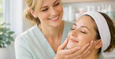 Esthetician consulting with a client about skincare routine and over-exfoliation prevention at Pure Spa Direct