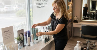 Protect retail products near front windows with UV film and secure displays for spa and salon inventory.
