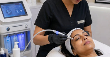 Before and after of oxygen infusion facial treatment for smoker's skin showing improved hydration and reduced fine lines.