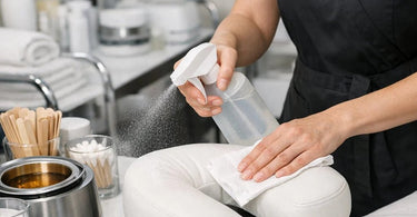 Spa professional adjusting facial bed positioning for client comfort and treatment optimization
