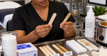 Spa and salon team inspecting disposable supplies for wear, damage, and service readiness