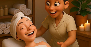 Spa professional providing facial treatment to relaxed client in luxurious salon setting