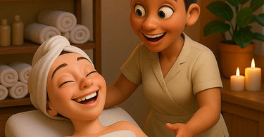 Spa professional providing facial treatment to relaxed client in luxurious salon setting