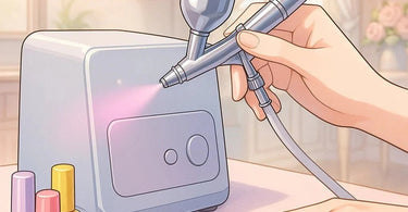 Professional airbrush nail machine creating beautiful gradient nail design
