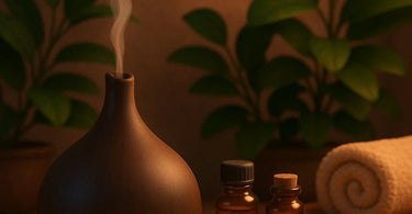 Professional aromatherapy diffuser with essential oils, creating a calming ambiance in spas and salons