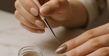 Professional caviar nail beads applicator with multicolored microbeads for 3D nail art designs
