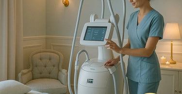 Professional using an Endermologie LPG machine for body contouring treatment