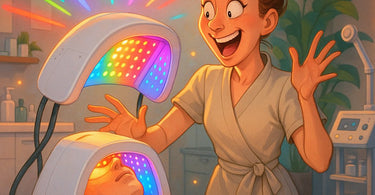 Professional LED light therapy device being used in spa facial treatment