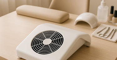 Professional nail dust collector in use at a salon workstation