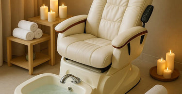 Modern pedicure spa chair with massage function in a luxury nail salon setting