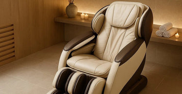 Professional Shiatsu Massage Chair in a modern spa setting, showcasing adjustable settings for ultimate client relaxation