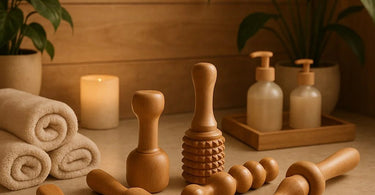 Professional wood therapy tools for spa body contouring and lymphatic drainage treatments