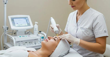 Microdermabrasion treatment being performed in a spa setting