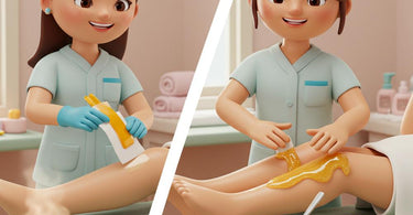 Sugaring hair removal treatment being performed by esthetician in spa setting