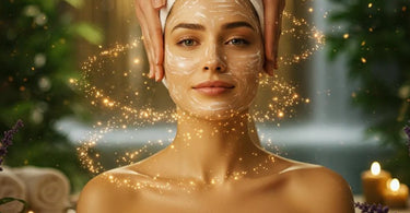 Woman receiving relaxing spa facial treatment with calming essential oils and warm towels