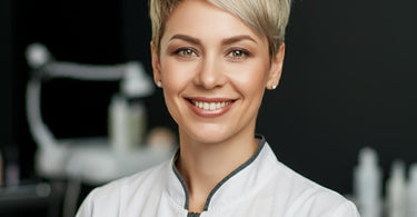 Cosmetologist working with a client in a salon