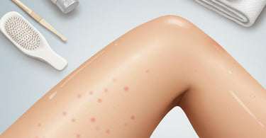 Close-up of skin with red dots after waxing, showing common post-wax irritation