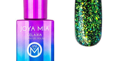 Joya Mia Gelaxia Flake Gel Polish bottle showing cosmic multicolored flakes