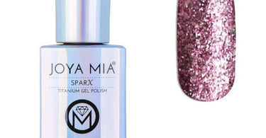 Joya Mia Sparx Titanium Gel LED/UV Gel Polish in shade SPX-8 showcasing a brilliant titanium shimmer finish ideal for professional salon manicures.