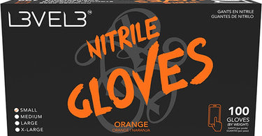 L3VEL3 Nitrile Orange Gloves - Small Size, 100 Pack, 3.5 mil Thickness for Spa and Salon Professionals