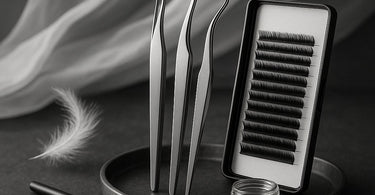 Professional lash technician using proper ventilation system during lash extension application