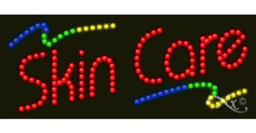 LED Sign - Skin Care glowing in a salon treatment room, creating a relaxing and Instagrammable atmosphere for professional skin care services.