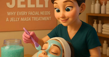 A spa professional applying a translucent jelly mask to a client's face during a luxurious facial treatment