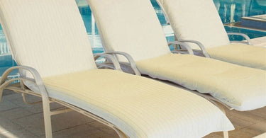 Lounge Chair Cover - Terry with Elastic Hood / Ecru by Boca Terry displaying the plush terry fabric and elastic hood design for a secure fit on spa lounge chairs.