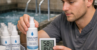 Managing humidity levels to prevent slippery floors in hydrotherapy suites featuring professional spa safety equipment and wet room flooring solutions.