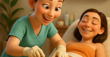 Professional esthetician performing efficient speed waxing technique in a modern spa setting