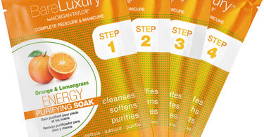 Morgan Taylor Bare Luxury Energy Orange & Lemongrass 4-Step Complete Pedicure & Manicure System with citrus fruits
