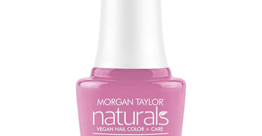 Morgan Taylor Naturals Pure Bliss nail polish bottle showing vibrant bubble gum creme color