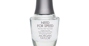 Morgan Taylor Need For Speed Top Coat bottle shown with glossy red cap and clear formula