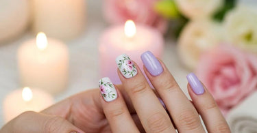 Mother's Day nail art featuring floral designs, glitter accents, and luxurious manicures for spa and salon services